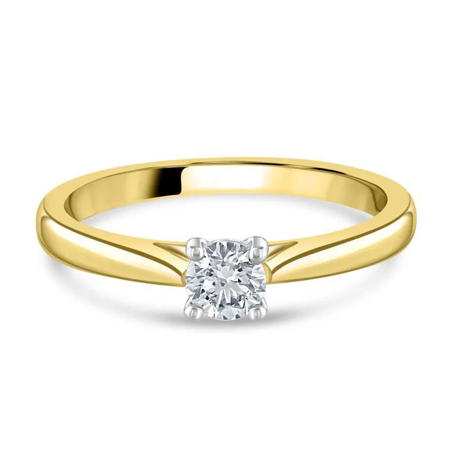 0.30ct Round Brilliant Cut Diamond Solitaire 18ct Yellow Gold Ring