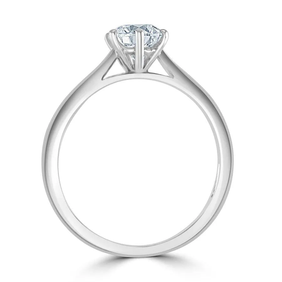 0.90ct Round Brilliant Cut Diamond Solitaire Platinum Ring