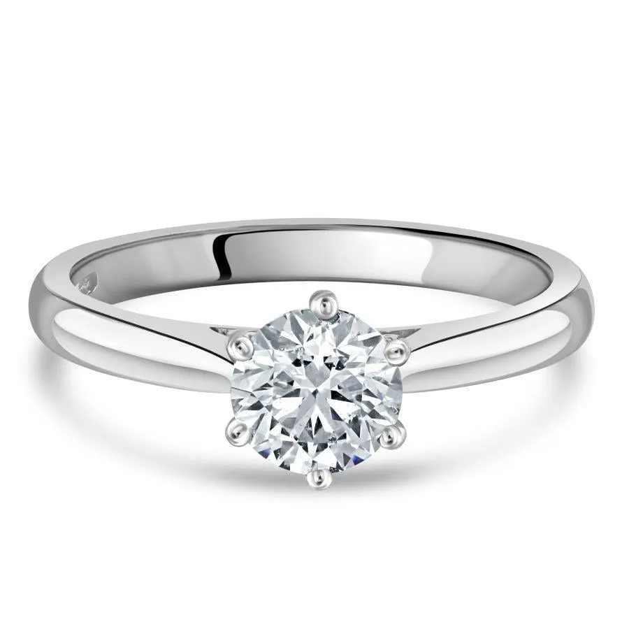 0.90ct Round Brilliant Cut Diamond Solitaire Platinum Ring