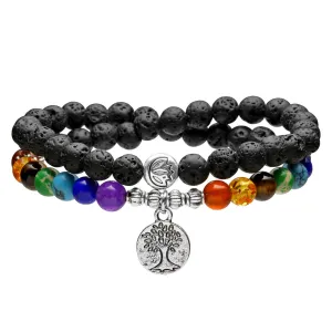 108 Lava Rock Mala Beads Tree of Life Charm Necklace | Jovivi