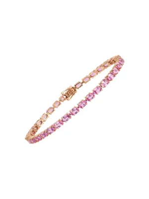 10.98ct Pink Sapphire 18K Gold Oval Tennis Bracelet