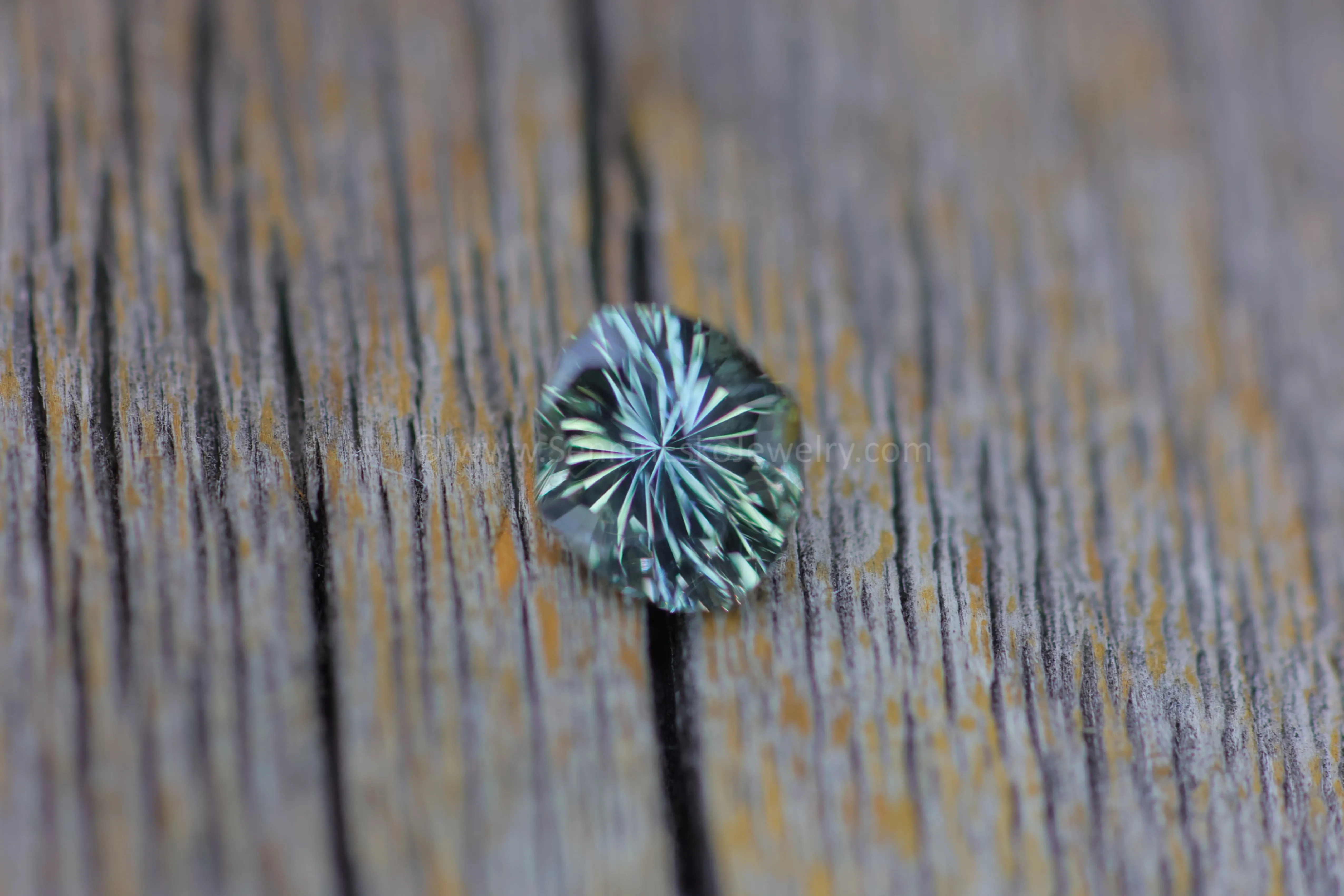 1.3 Carat Silvery Green Blue Sapphire Dodecagon -  7.5x6.6mm - Galaxy Cut