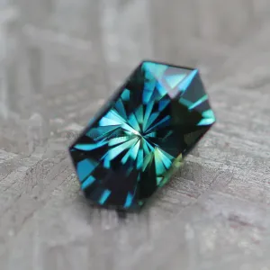 1.43 carat Parti Sapphire Hexagon - Bluish Green and Yellow -  Precision Cut, 7.9x4.4mm