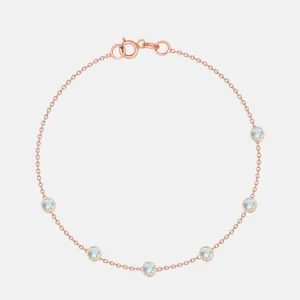 14K Gold 6 Birthstone Charms Bracelet