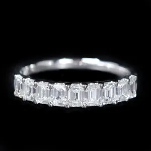 14K White Gold 1.35 CTW Emerald Cut Diamond Band