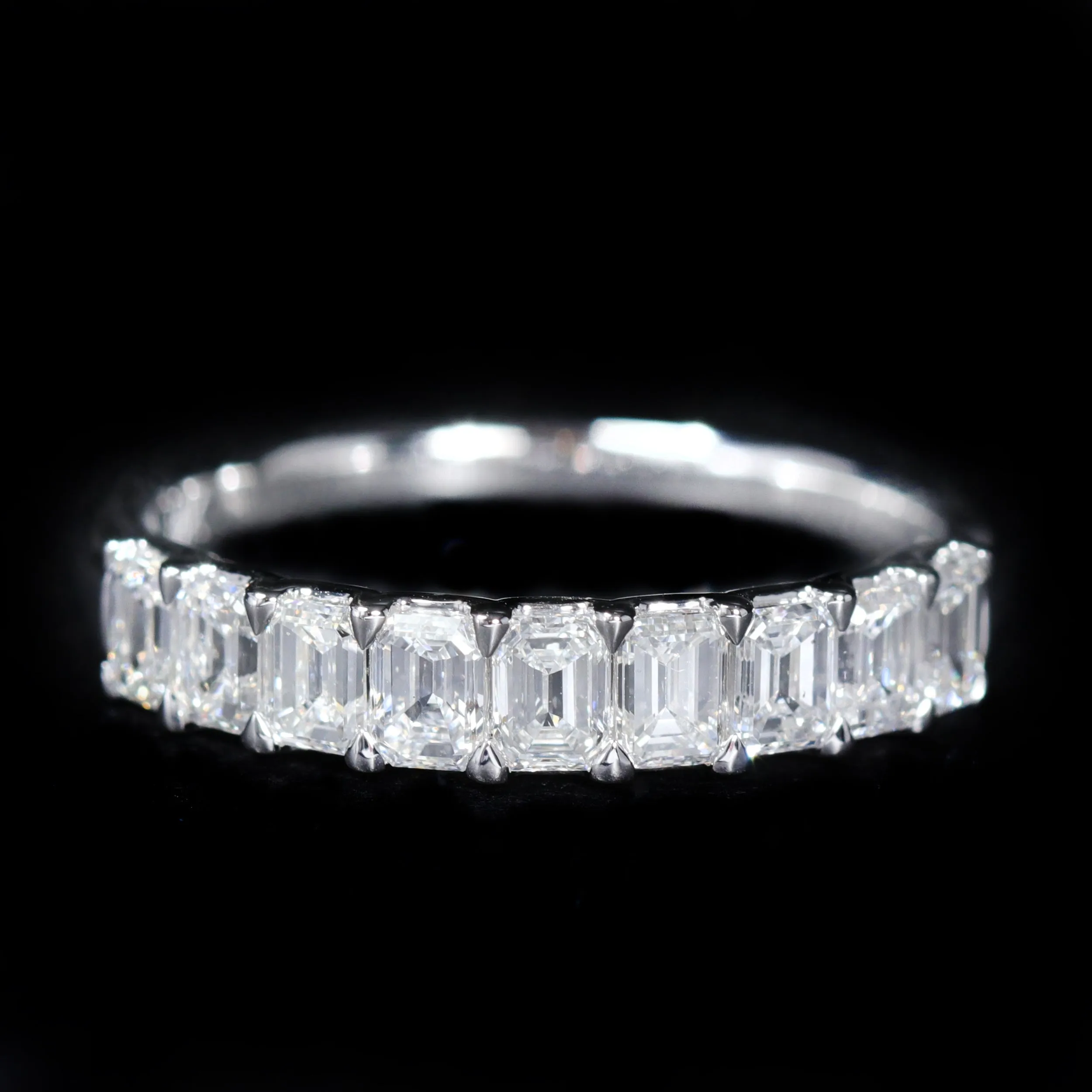 14K White Gold 1.35 CTW Emerald Cut Diamond Band