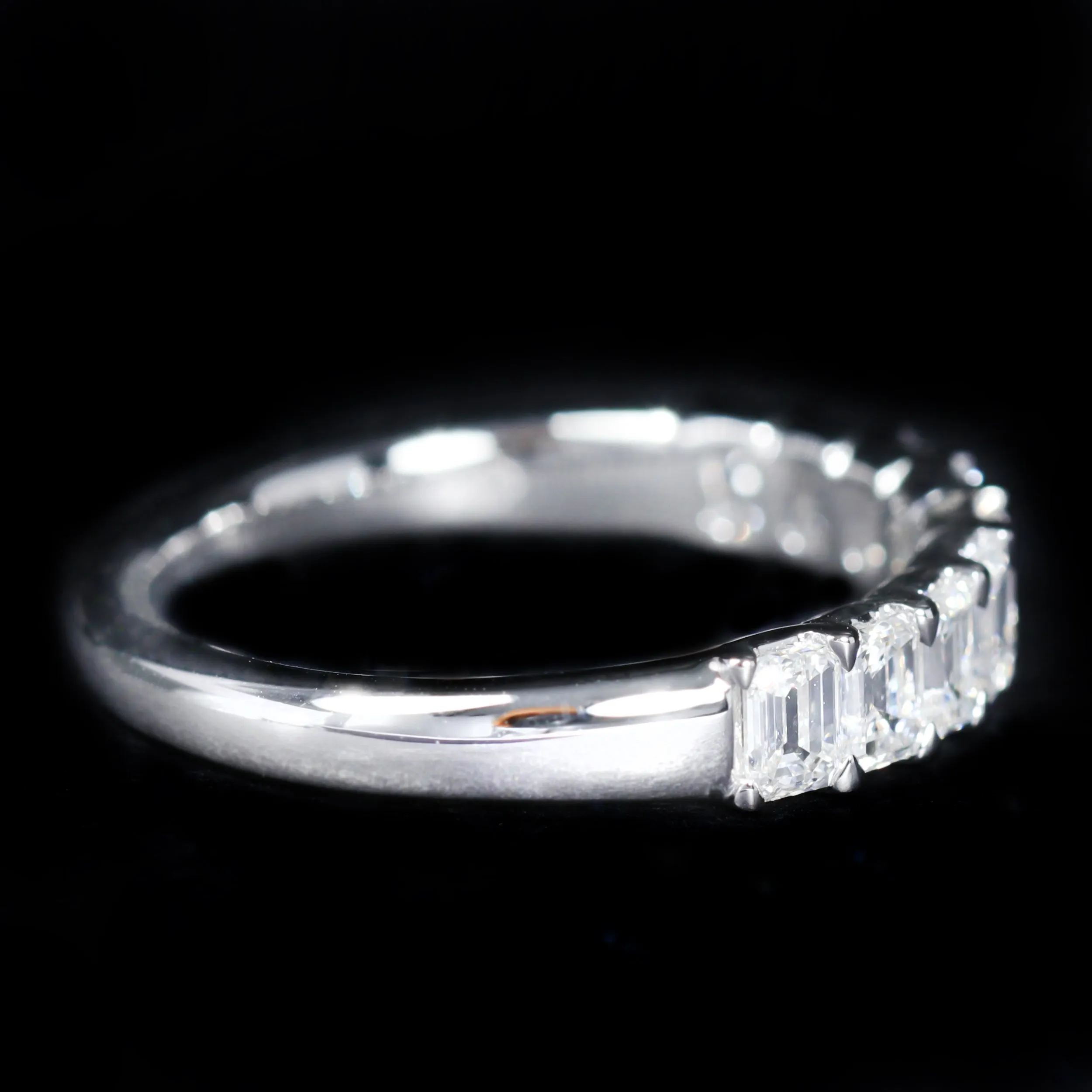 14K White Gold 1.35 CTW Emerald Cut Diamond Band