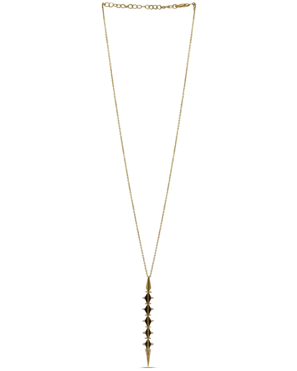 14k Yellow Gold Diamond Dagger Pendant Necklace