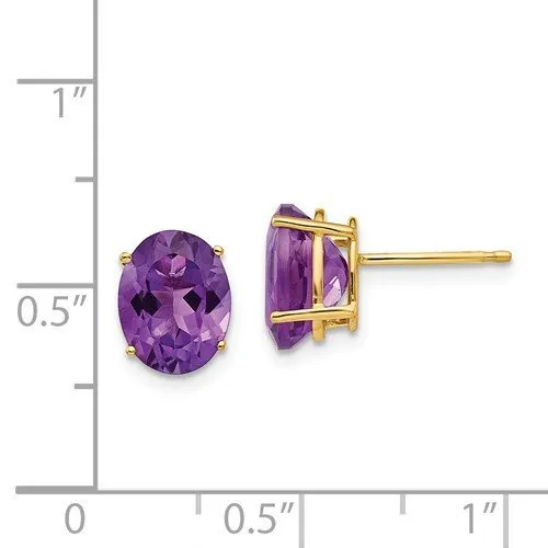 14KT GOLD 3.20 CTW OVAL AMETHYST EARRINGS