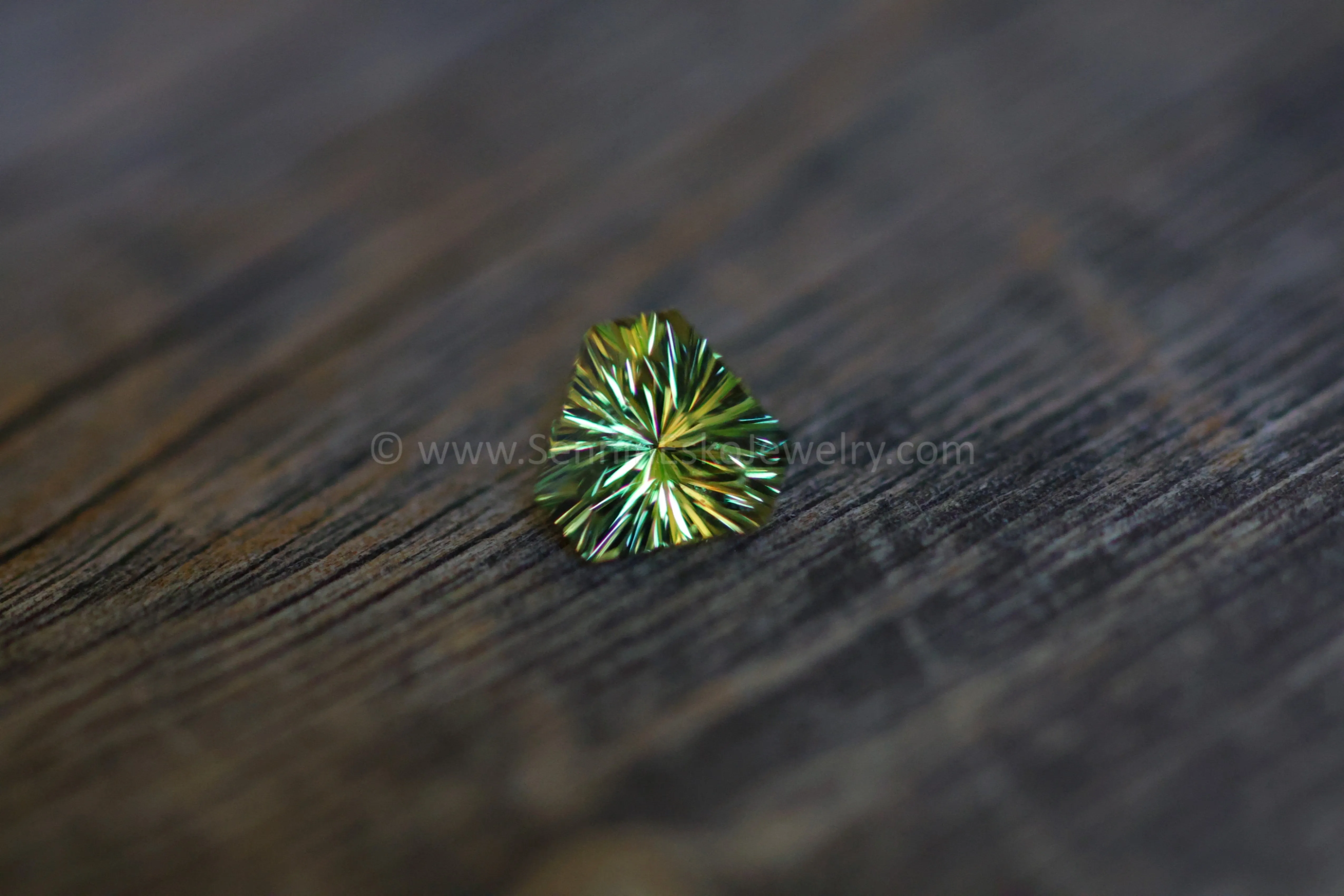 1.5 Carat Yellow/Green Sapphire Triangle - 6.5x7.4mm - Galaxy Cut