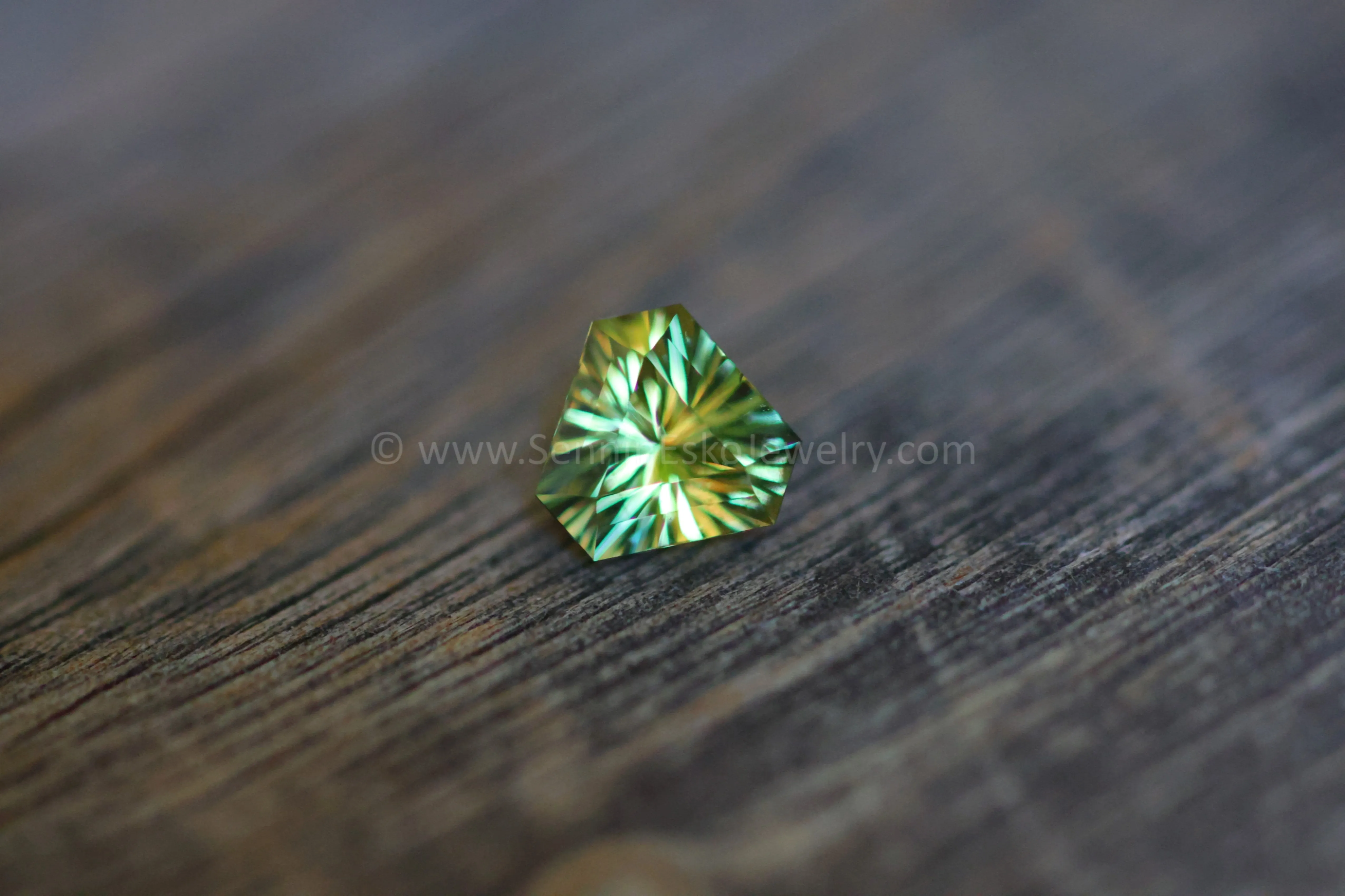 1.5 Carat Yellow/Green Sapphire Triangle - 6.5x7.4mm - Galaxy Cut