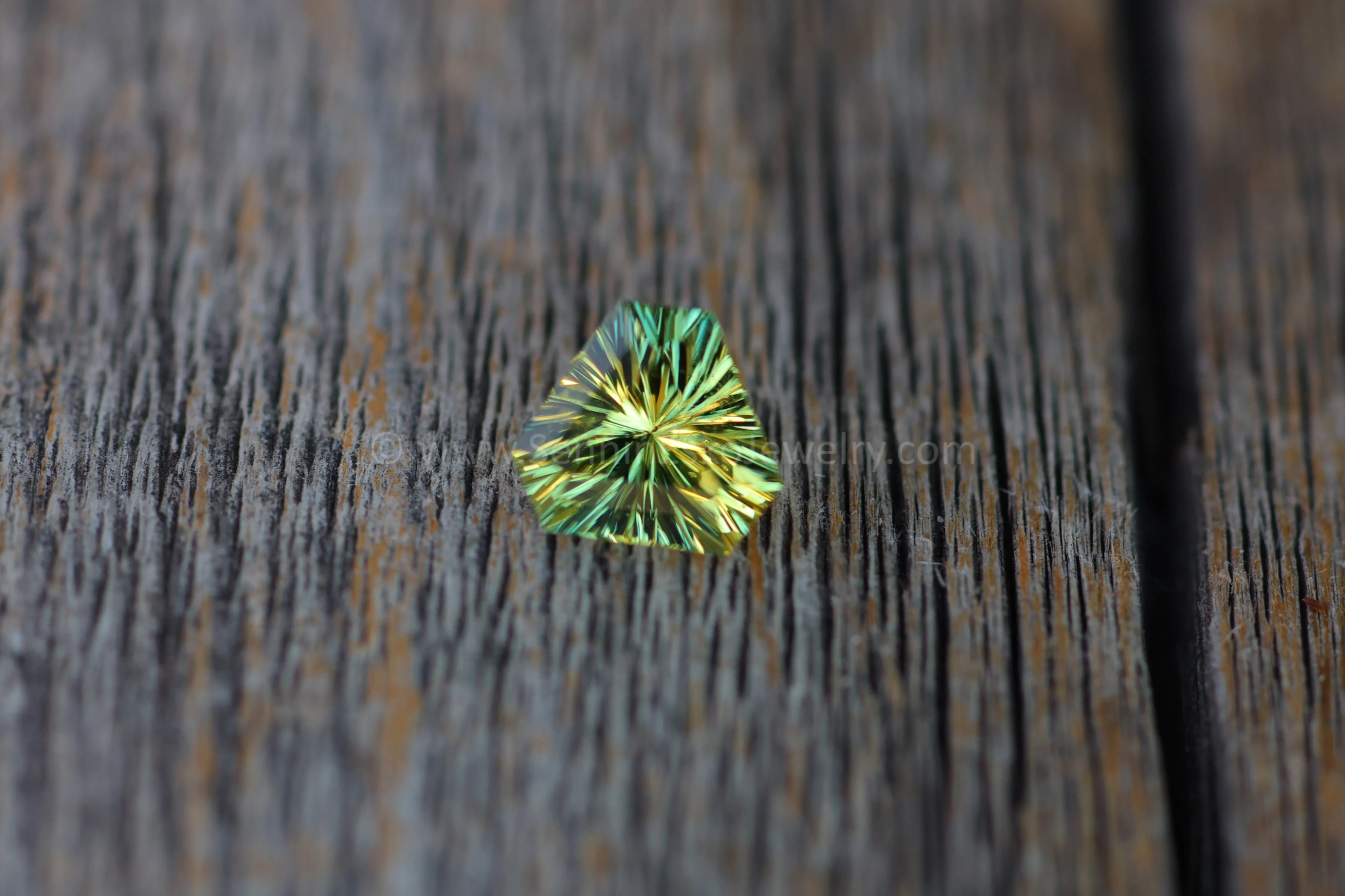 1.5 Carat Yellow/Green Sapphire Triangle - 6.5x7.4mm - Galaxy Cut