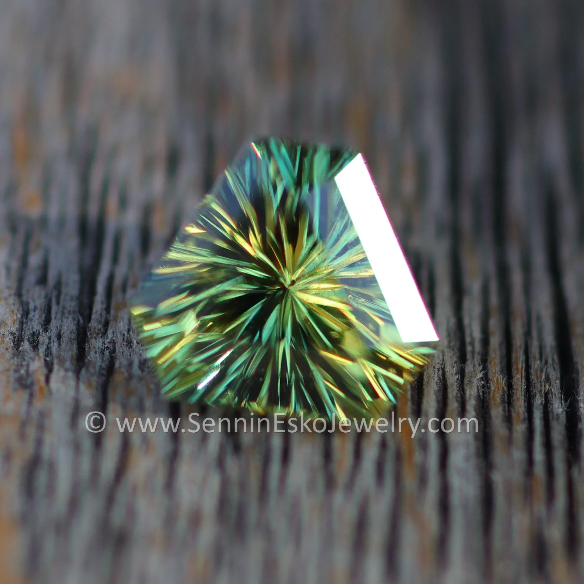 1.5 Carat Yellow/Green Sapphire Triangle - 6.5x7.4mm - Galaxy Cut