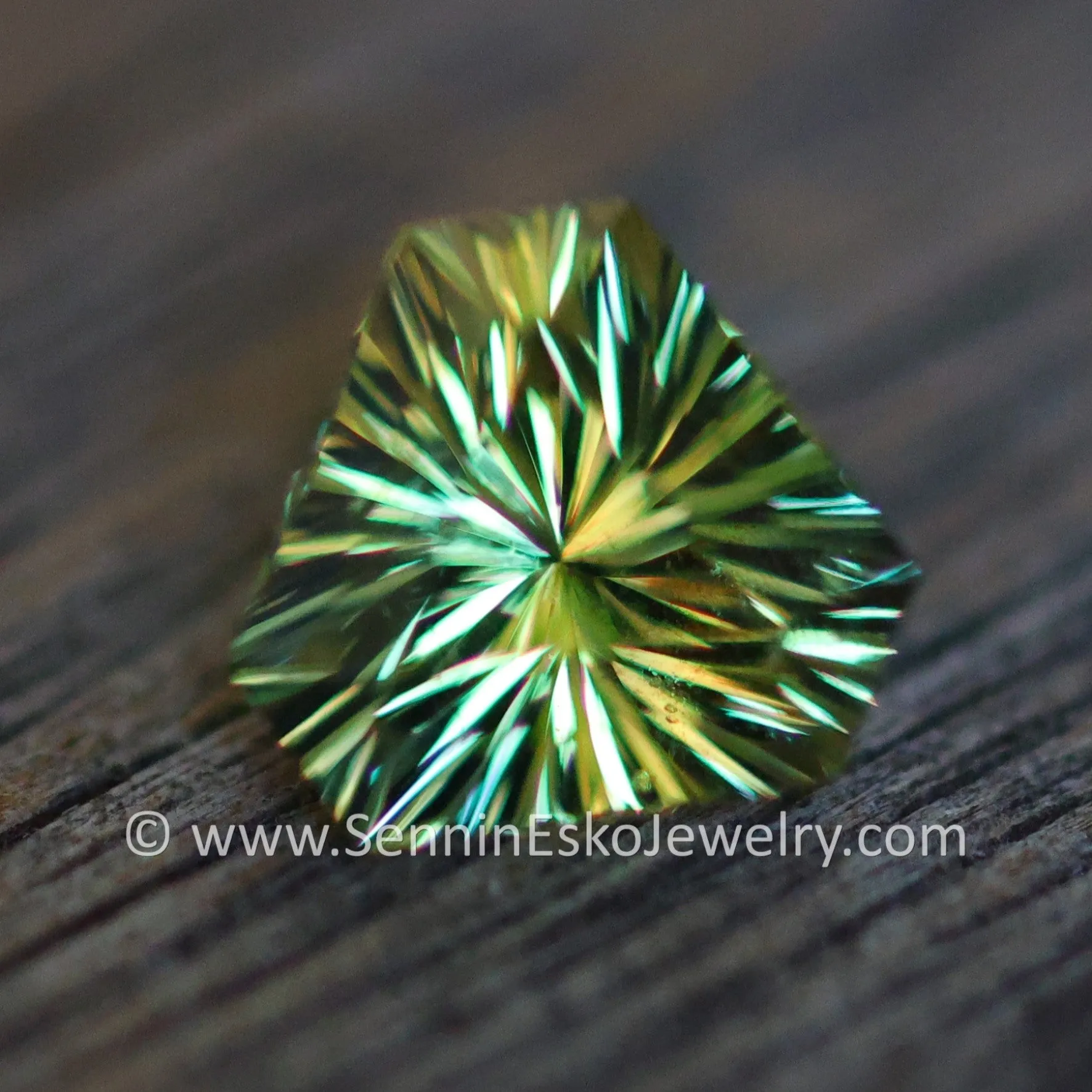 1.5 Carat Yellow/Green Sapphire Triangle - 6.5x7.4mm - Galaxy Cut