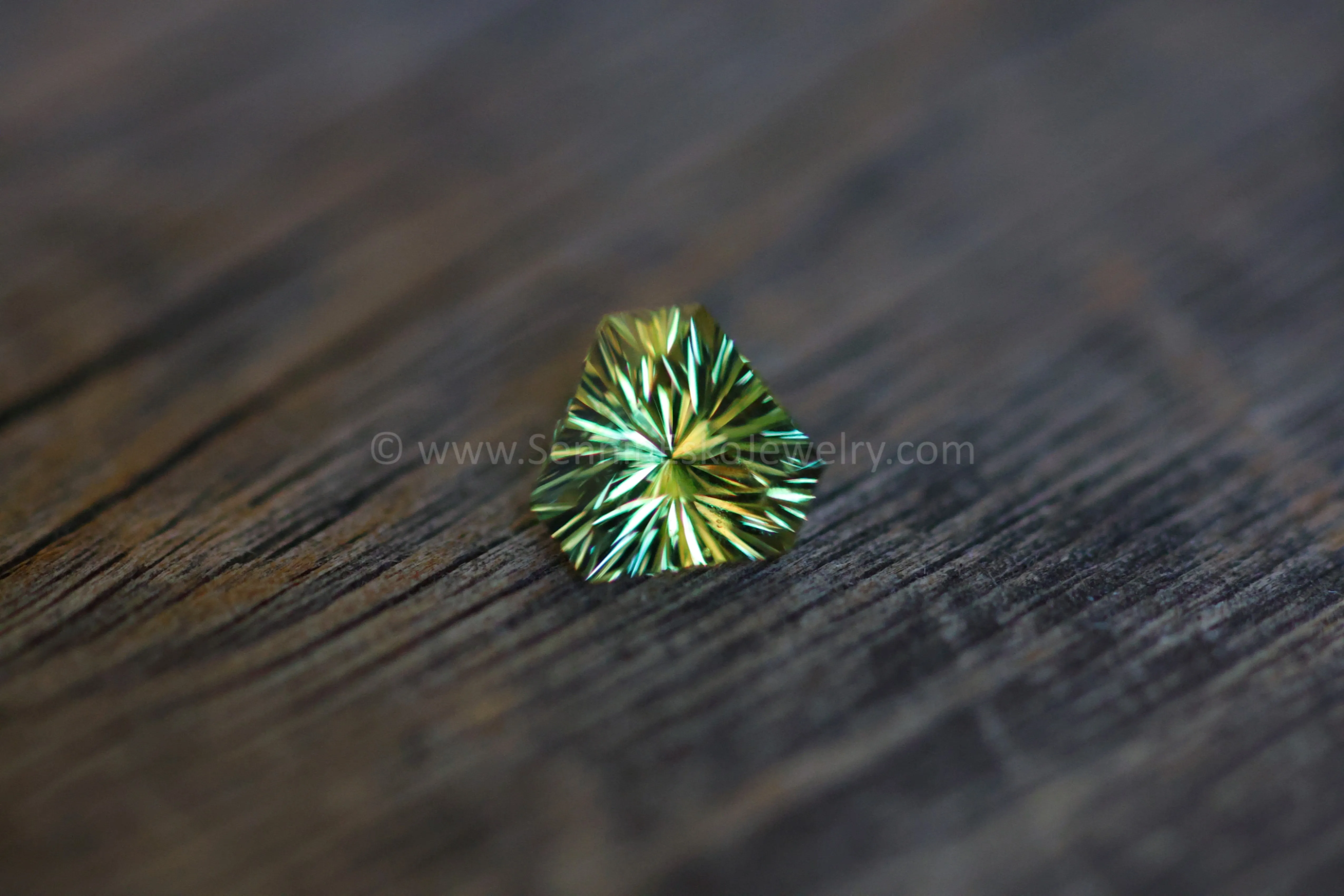 1.5 Carat Yellow/Green Sapphire Triangle - 6.5x7.4mm - Galaxy Cut