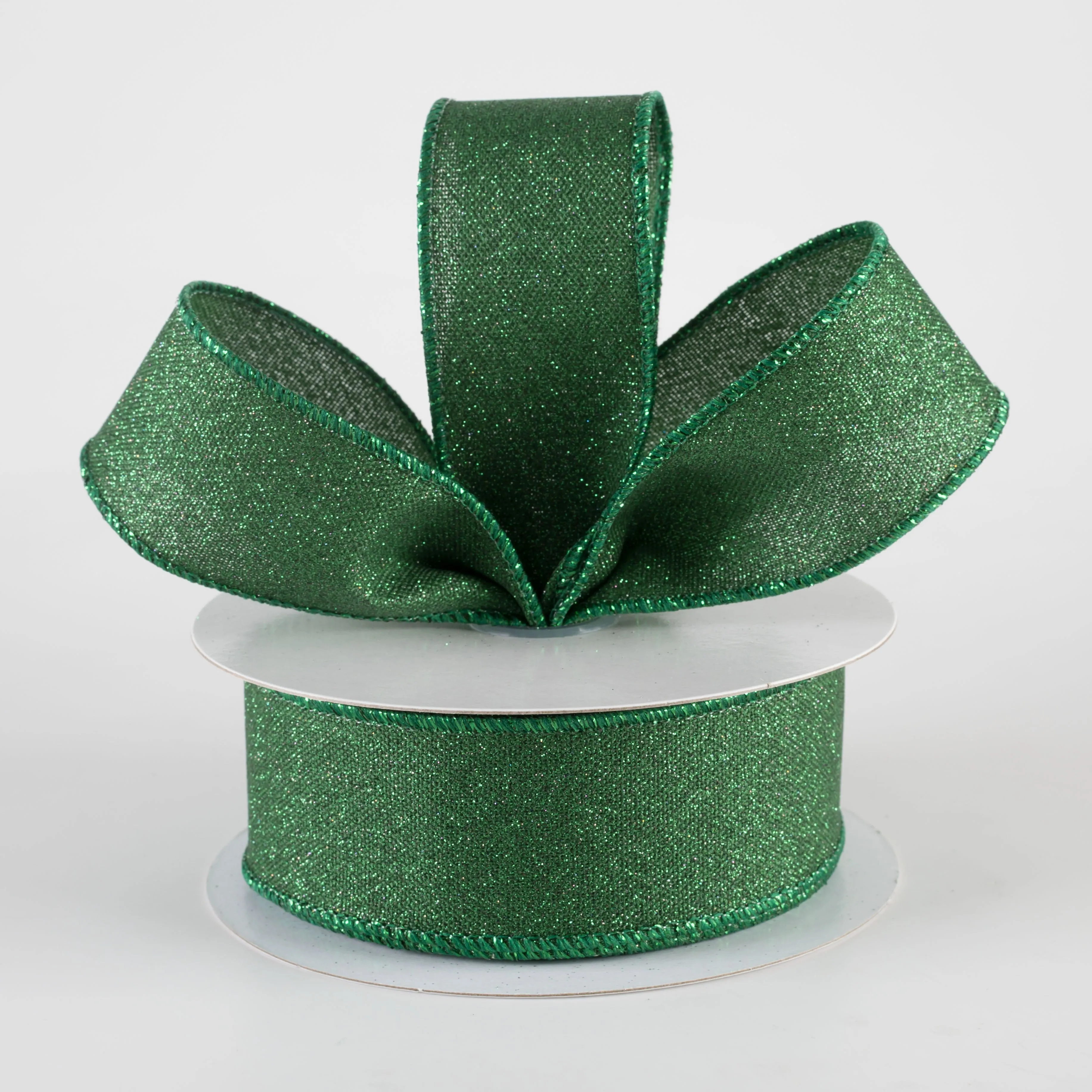 1.5" Fine Glitter on Royal Ribbon: Black & Emerald Green (10 Yards)