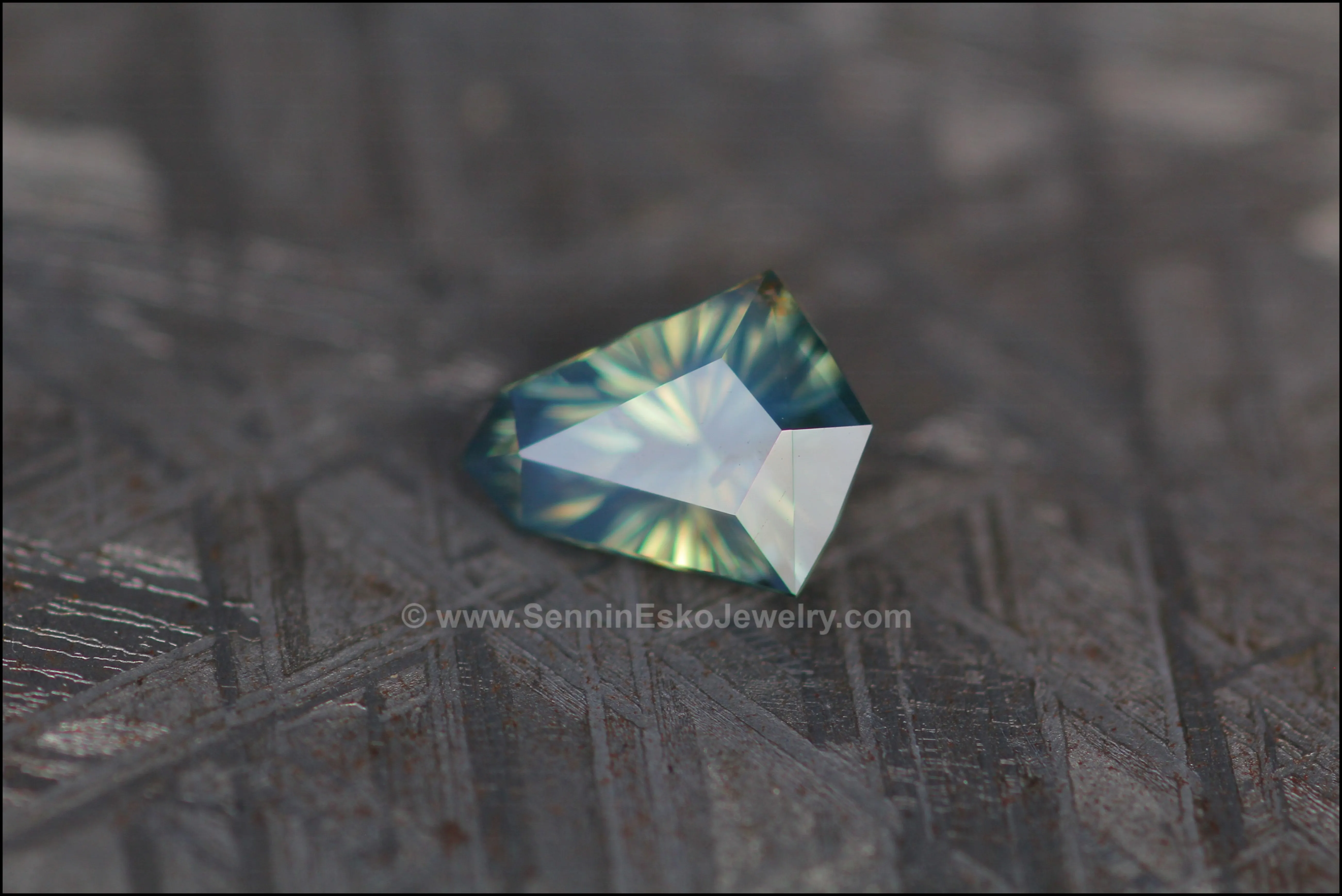 1.67ct Blue/Yellow/Green Opalescent Sapphire Kite - Fantasy Cut 9x7mm