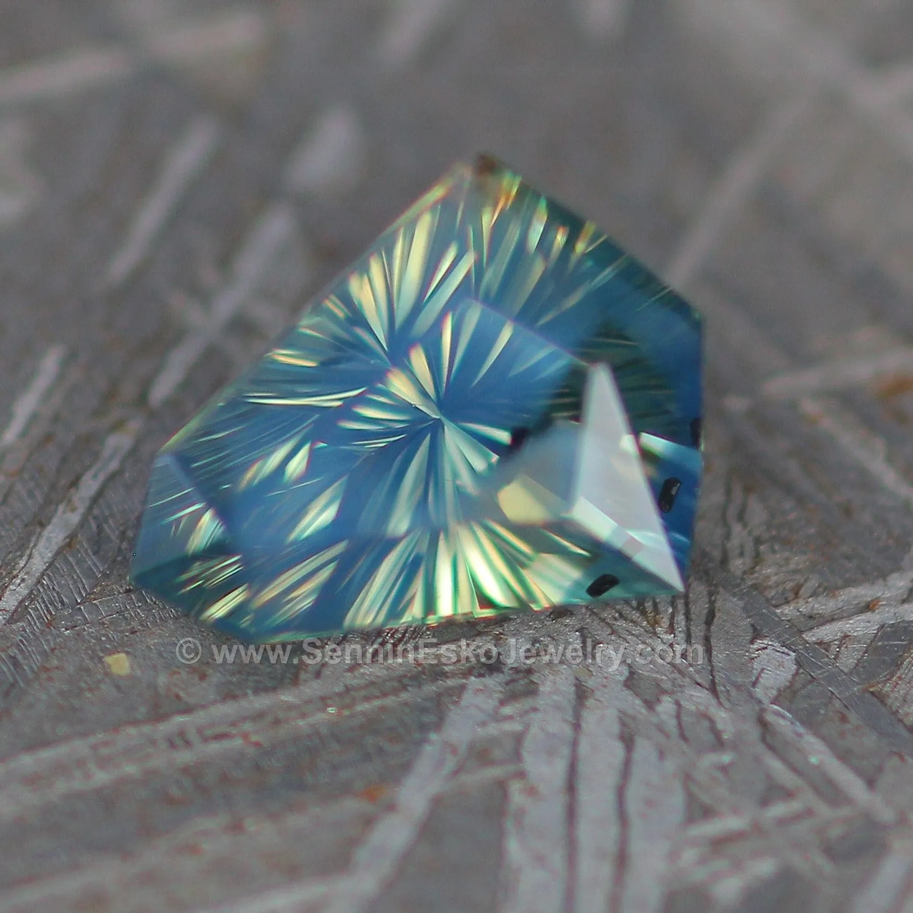 1.67ct Blue/Yellow/Green Opalescent Sapphire Kite - Fantasy Cut 9x7mm