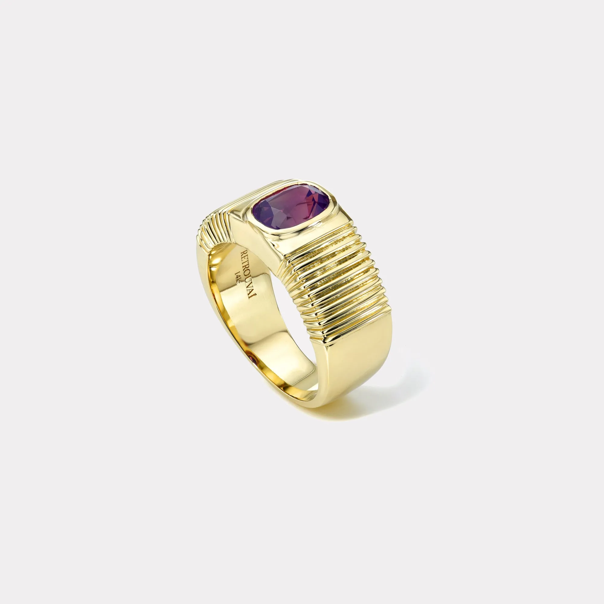 1.75ct Cushion Milky Fuchsia Sapphire Pleated Solitaire Band