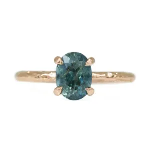 1.81ct Blue Oval Ceylon Sapphire Ring in 14k Rose Gold Evergreen Solitaire