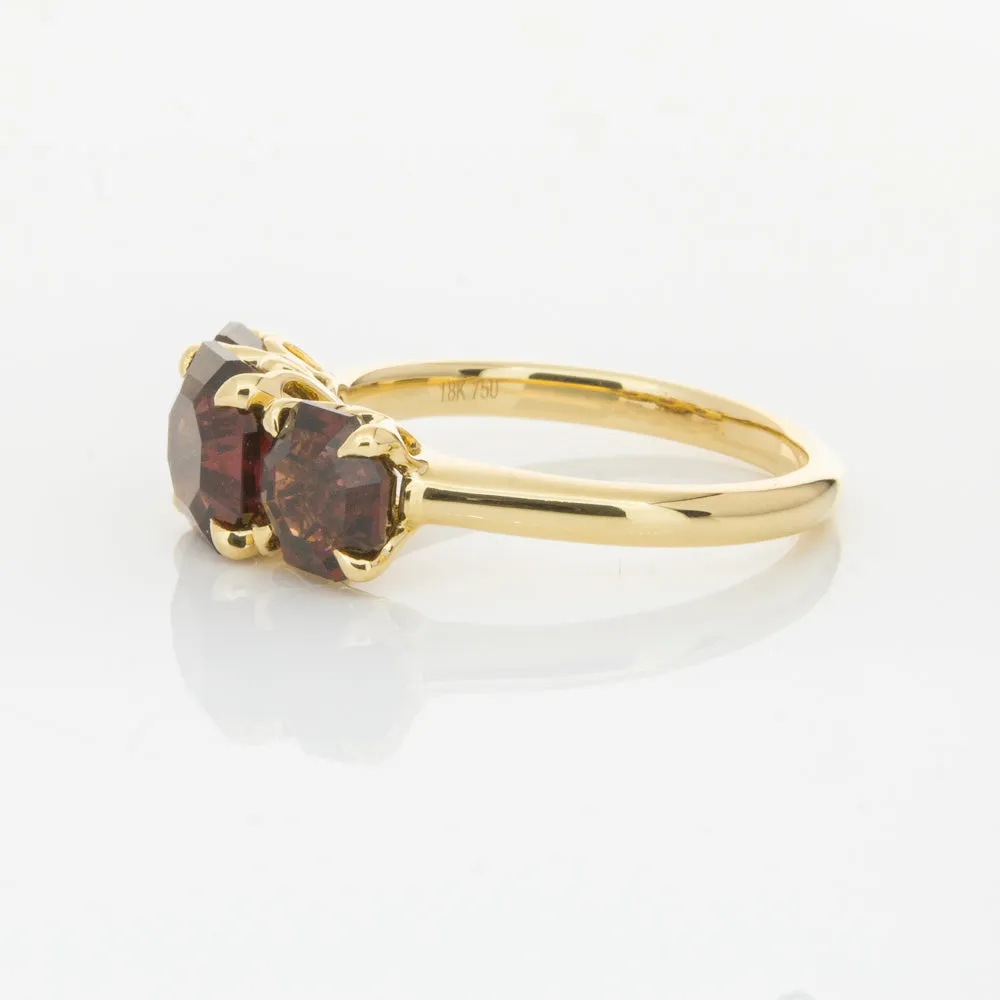 18ct Yellow Gold Three Stone Garnet Octavia Ring