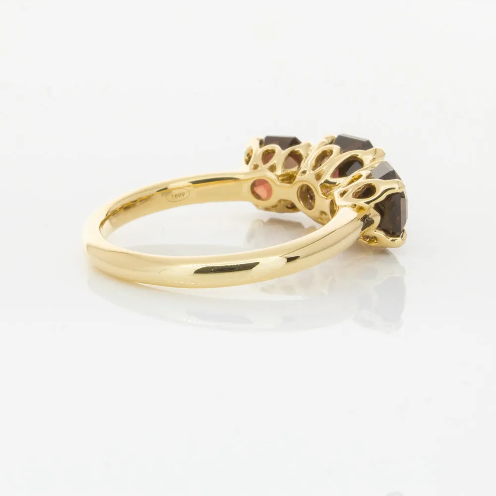 18ct Yellow Gold Three Stone Garnet Octavia Ring