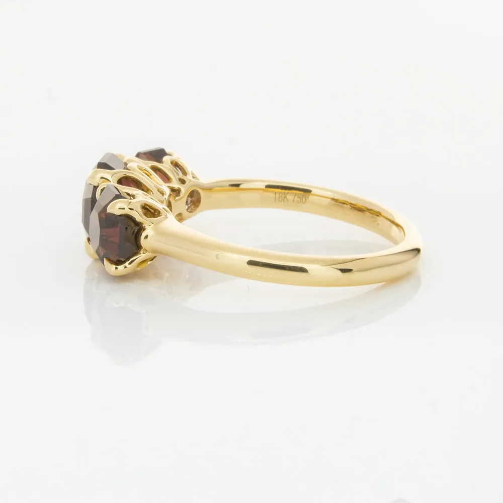 18ct Yellow Gold Three Stone Garnet Octavia Ring