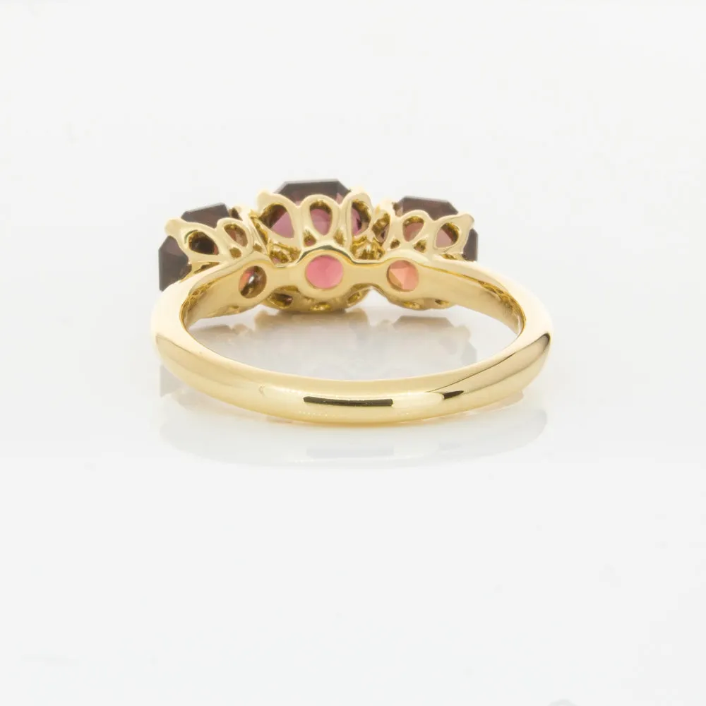 18ct Yellow Gold Three Stone Garnet Octavia Ring