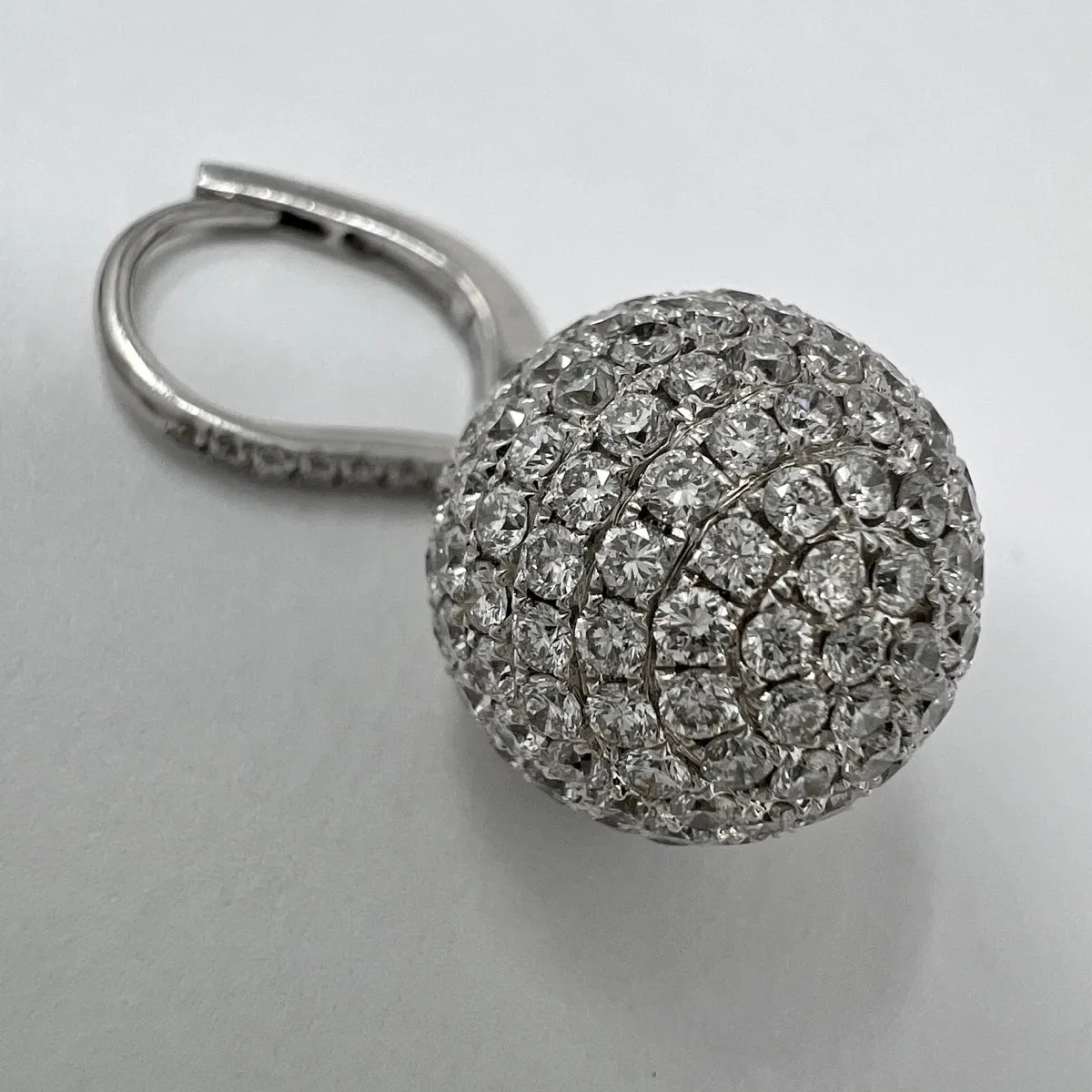 18K White Gold Diamond Ball Drop Earrings