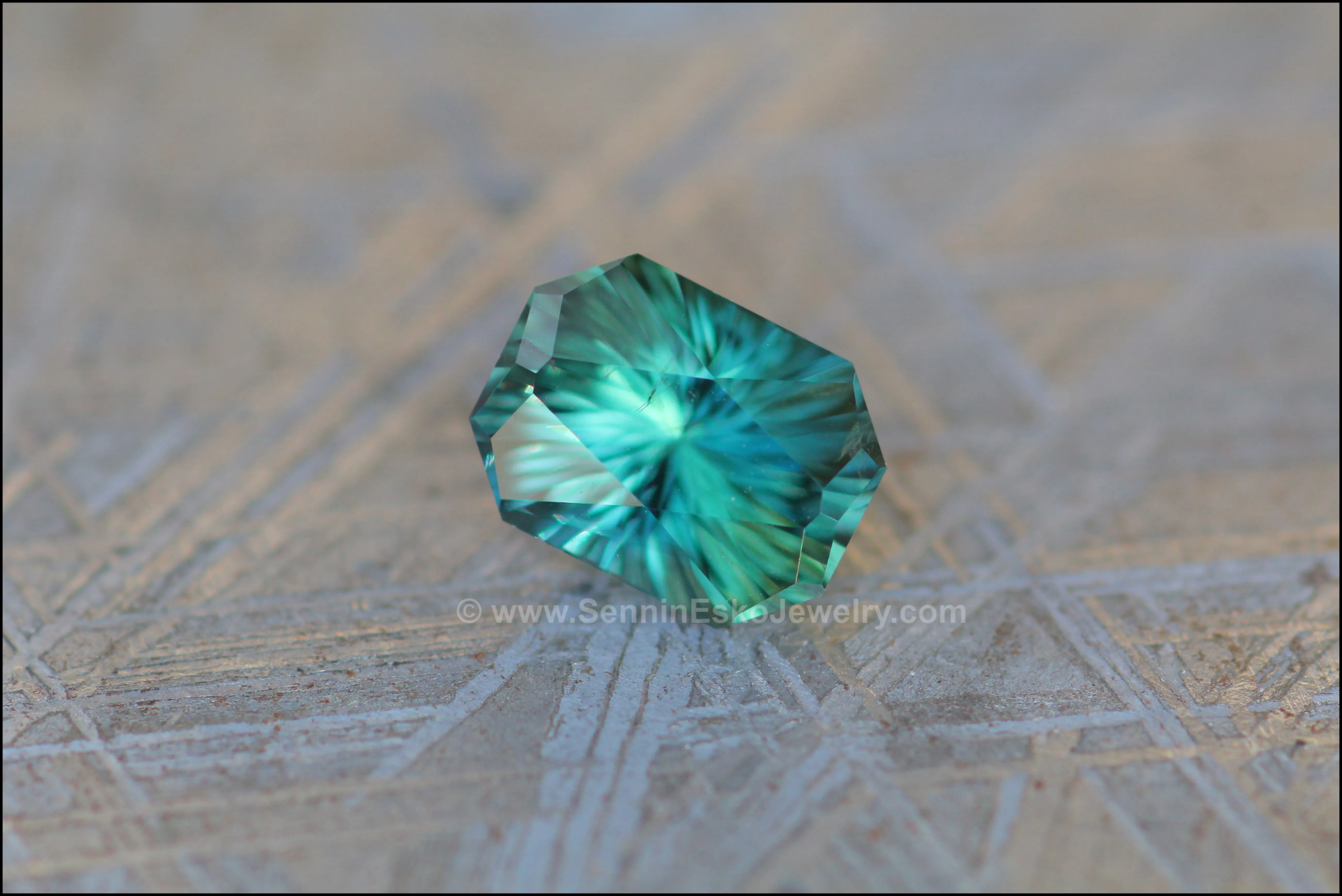 1.91 ct Bluish Green Kenyan Sapphire Octagon - Fantasy Cut - 8x6.1mm