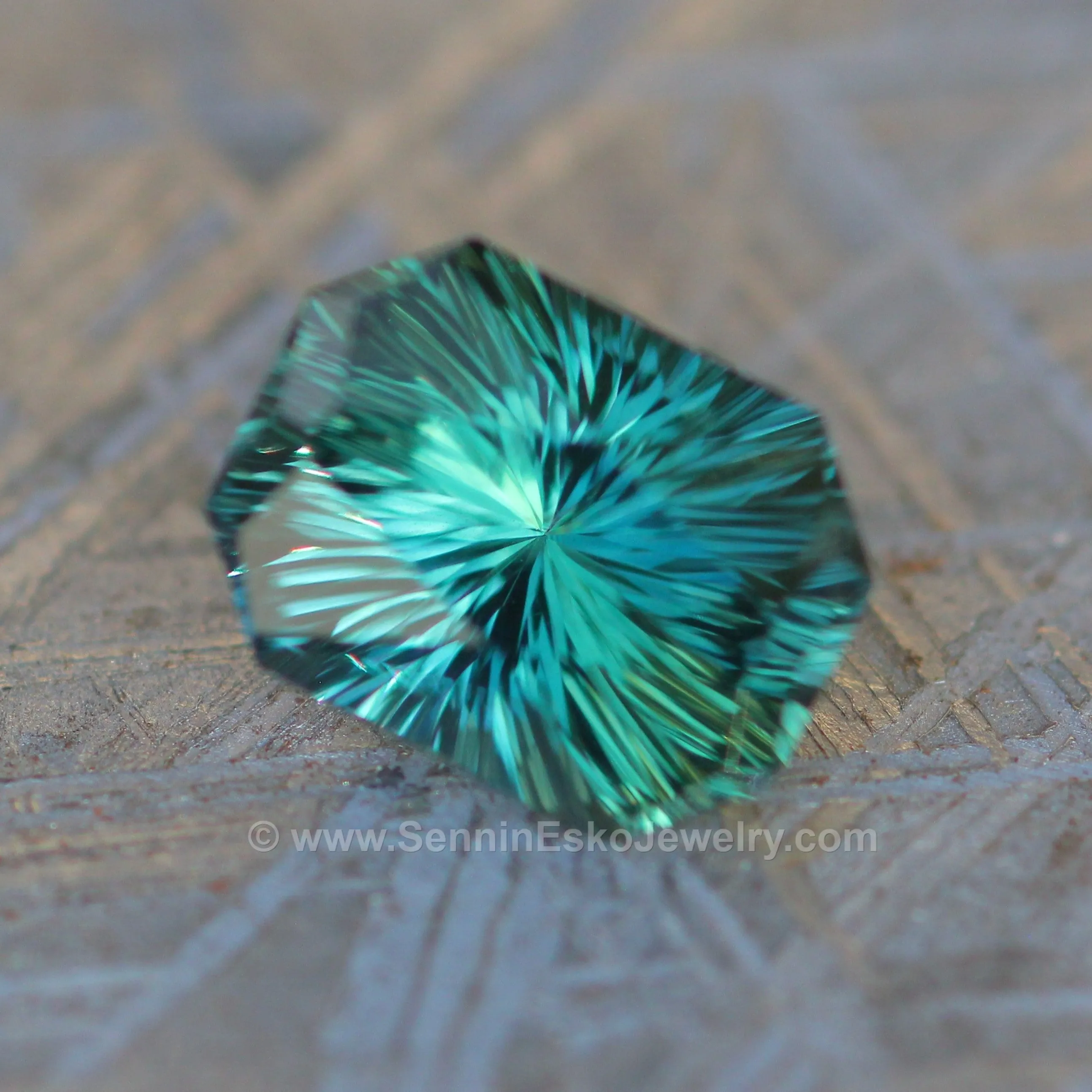 1.91 ct Bluish Green Kenyan Sapphire Octagon - Fantasy Cut - 8x6.1mm