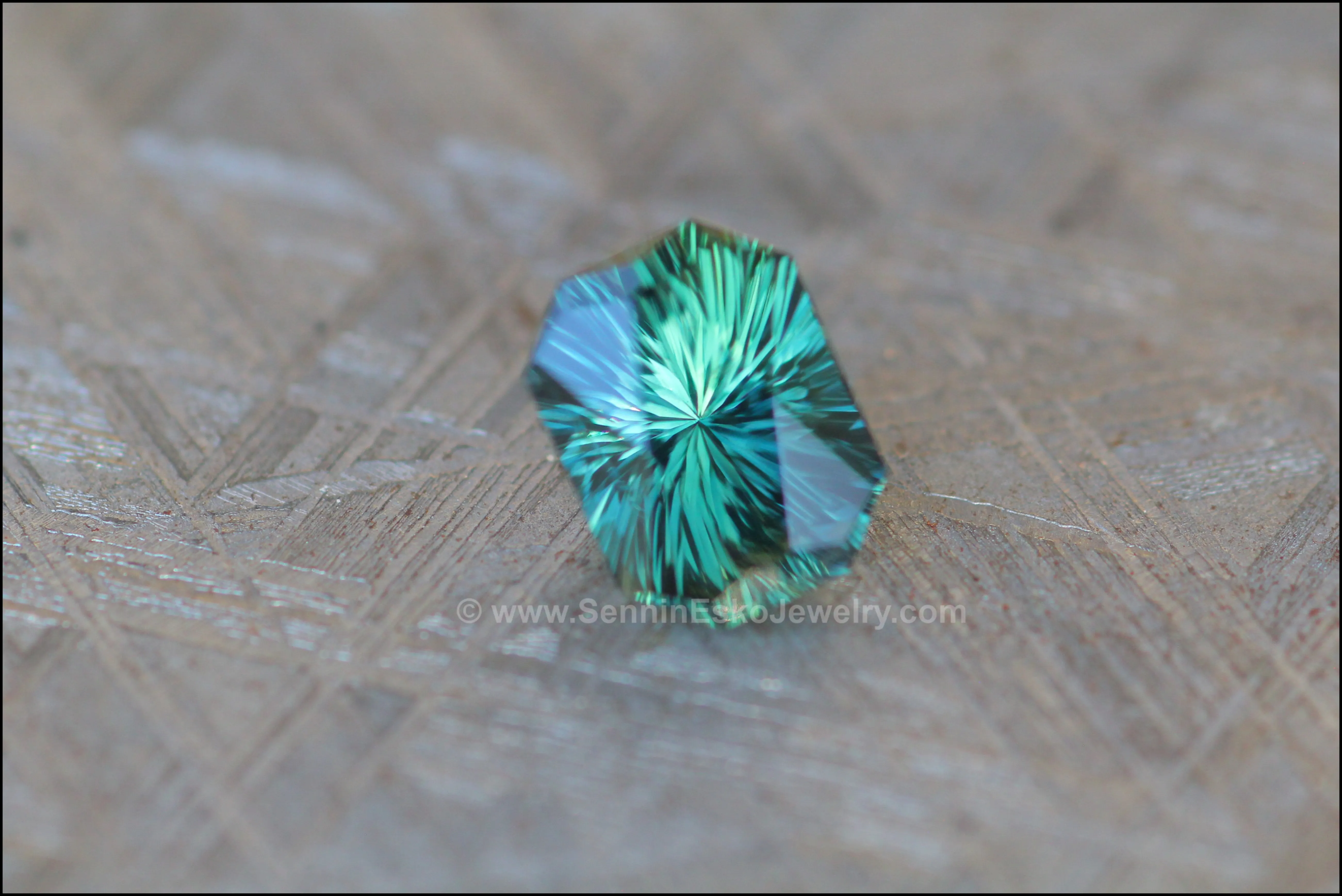 1.91 ct Bluish Green Kenyan Sapphire Octagon - Fantasy Cut - 8x6.1mm