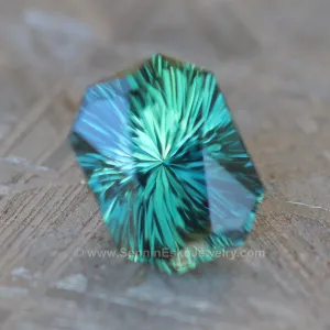 1.91 ct Bluish Green Kenyan Sapphire Octagon - Fantasy Cut - 8x6.1mm