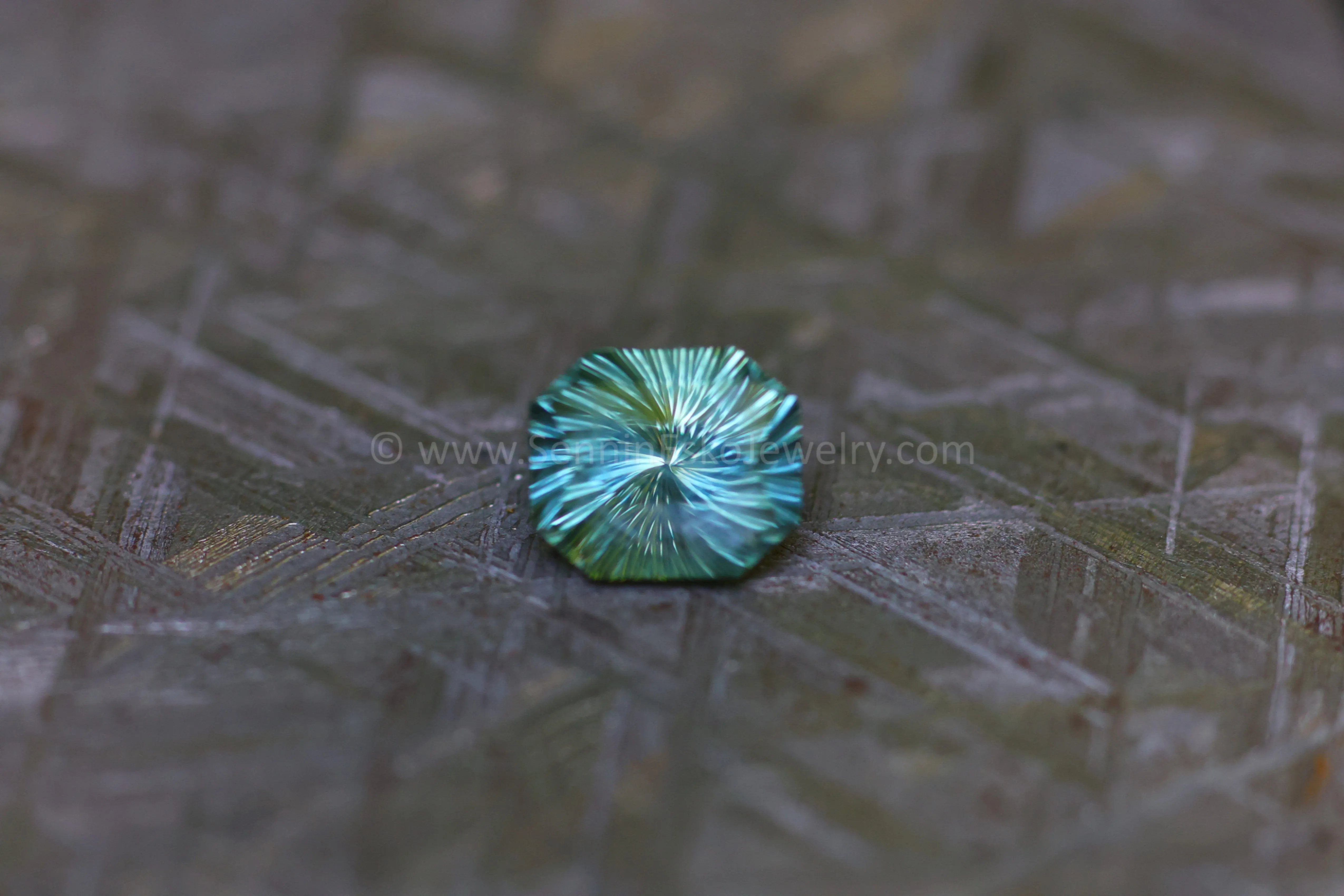 2.5 Carat Bluish Green Montana Sapphire Octagon - 8.4x7.1mm, Fantasy Cut