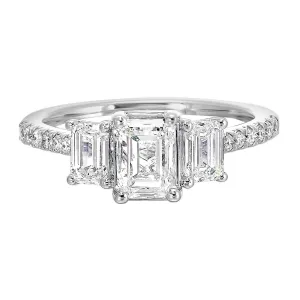 3-Stone Emerald Cut Lab Created Diamond Engagement Ring, 1.74 ctw.