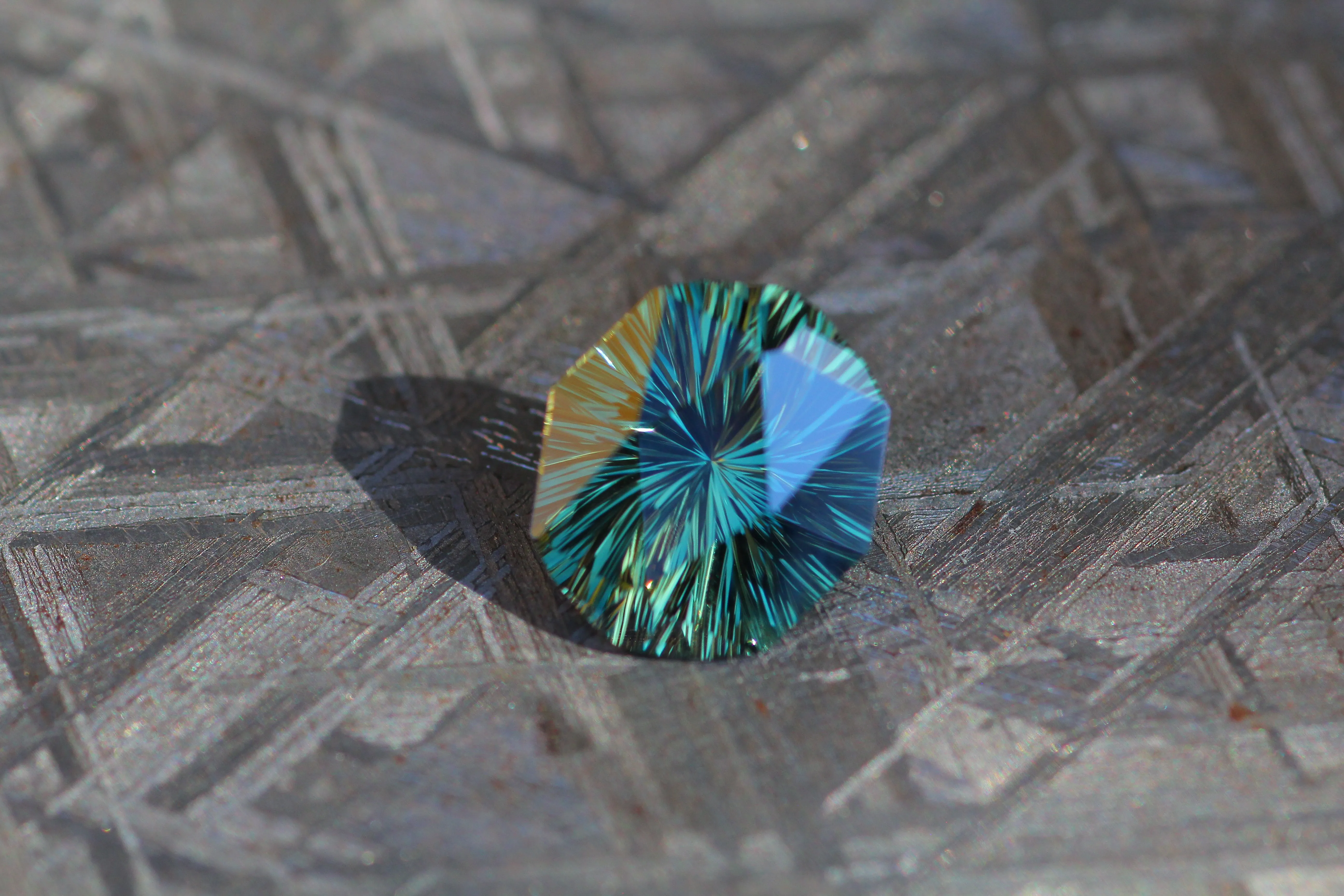 3.4 carat Bluish Green & Yellow Parti Sapphire - Fantasy Cut, 10x9mm