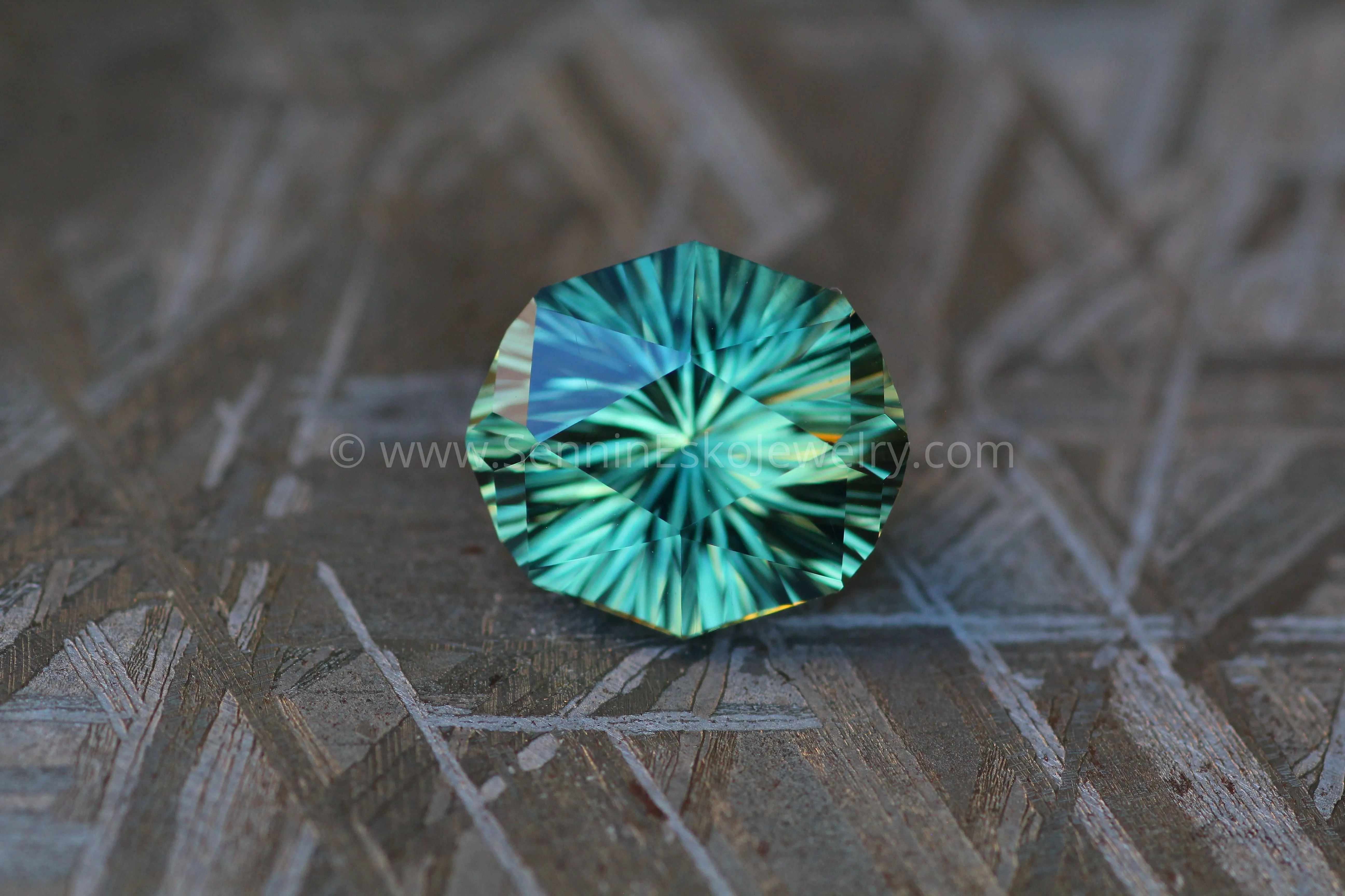 3.4 carat Bluish Green & Yellow Parti Sapphire - Fantasy Cut, 10x9mm