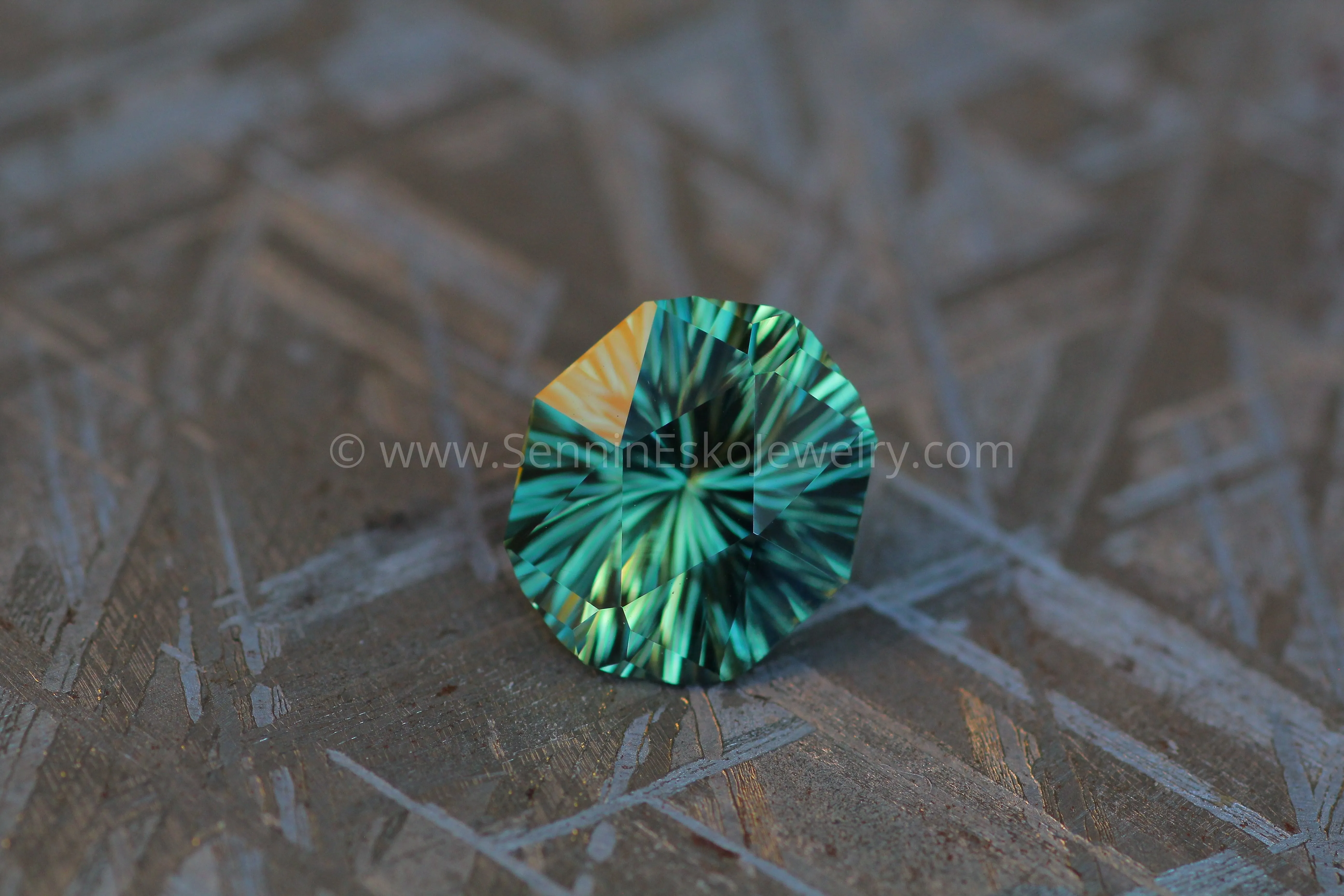 3.4 carat Bluish Green & Yellow Parti Sapphire - Fantasy Cut, 10x9mm