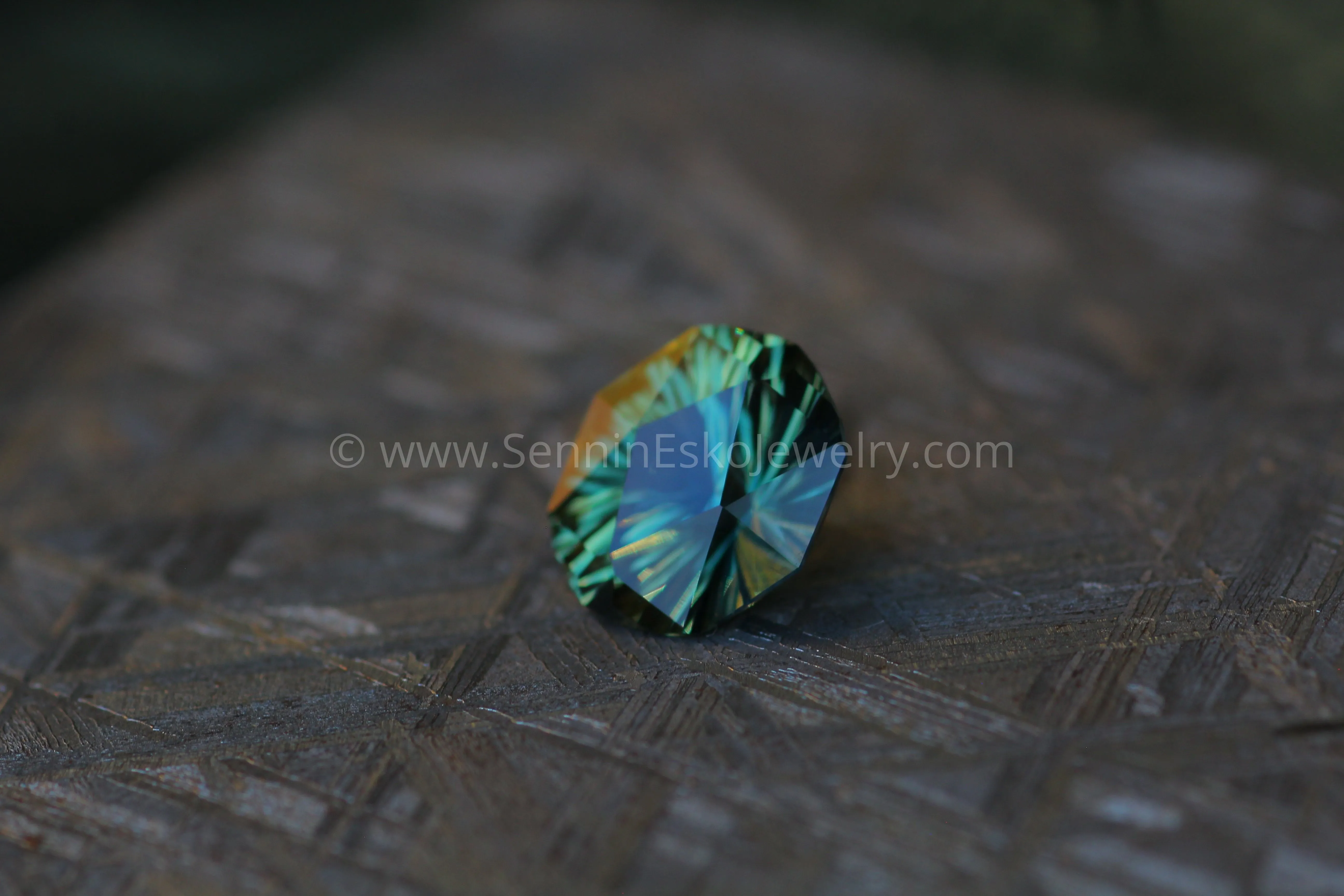 3.4 carat Bluish Green & Yellow Parti Sapphire - Fantasy Cut, 10x9mm