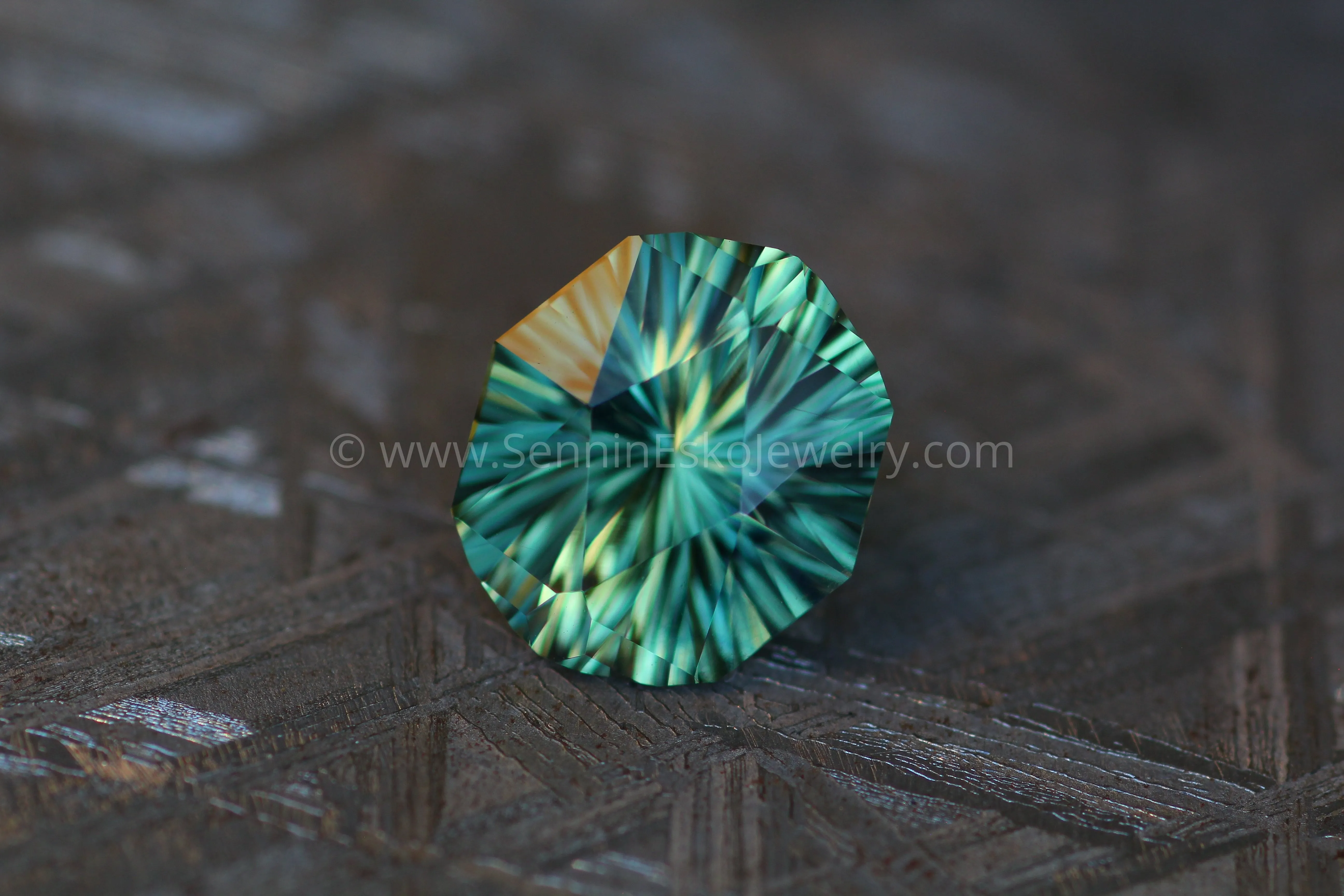 3.4 carat Bluish Green & Yellow Parti Sapphire - Fantasy Cut, 10x9mm