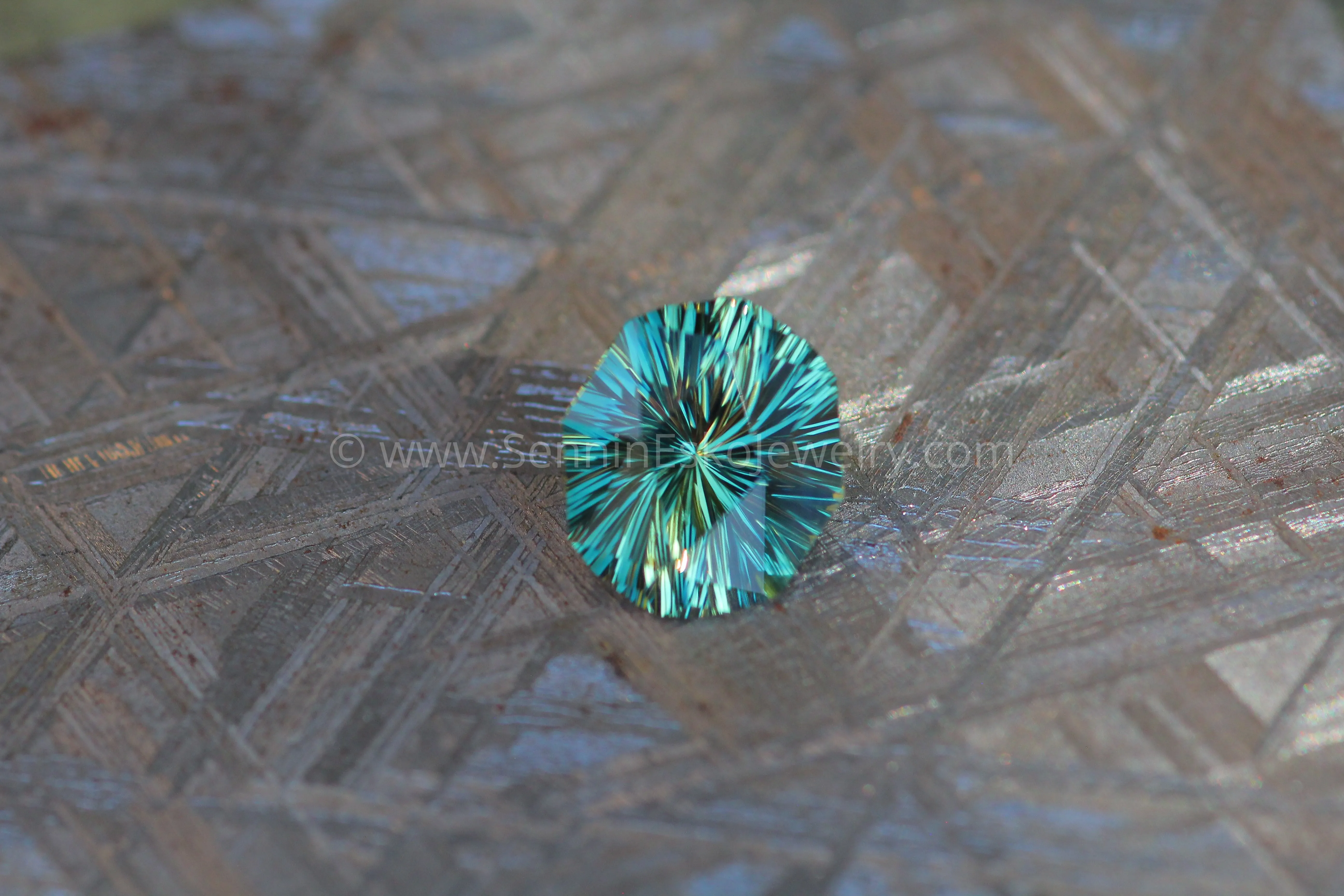 3.4 carat Bluish Green & Yellow Parti Sapphire - Fantasy Cut, 10x9mm