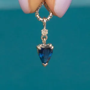 9ct Gold Sapphire Diamond Heart Charm with 15.5” Chain