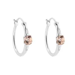 9ct White Gold Morganite & Diamond Hoop Earrings