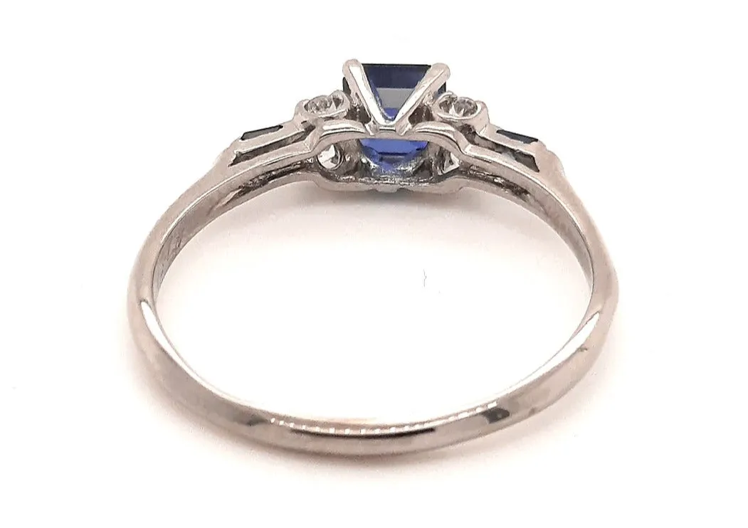 9ct White Gold Synthetic Sapphire & Spinel Ring