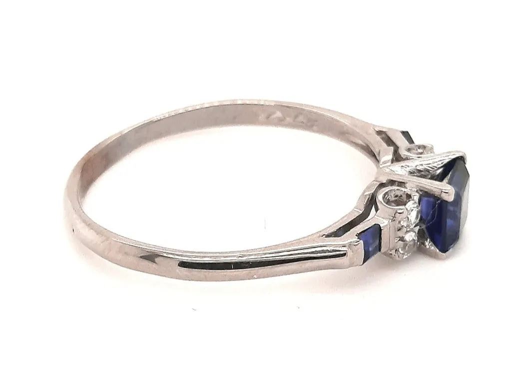 9ct White Gold Synthetic Sapphire & Spinel Ring