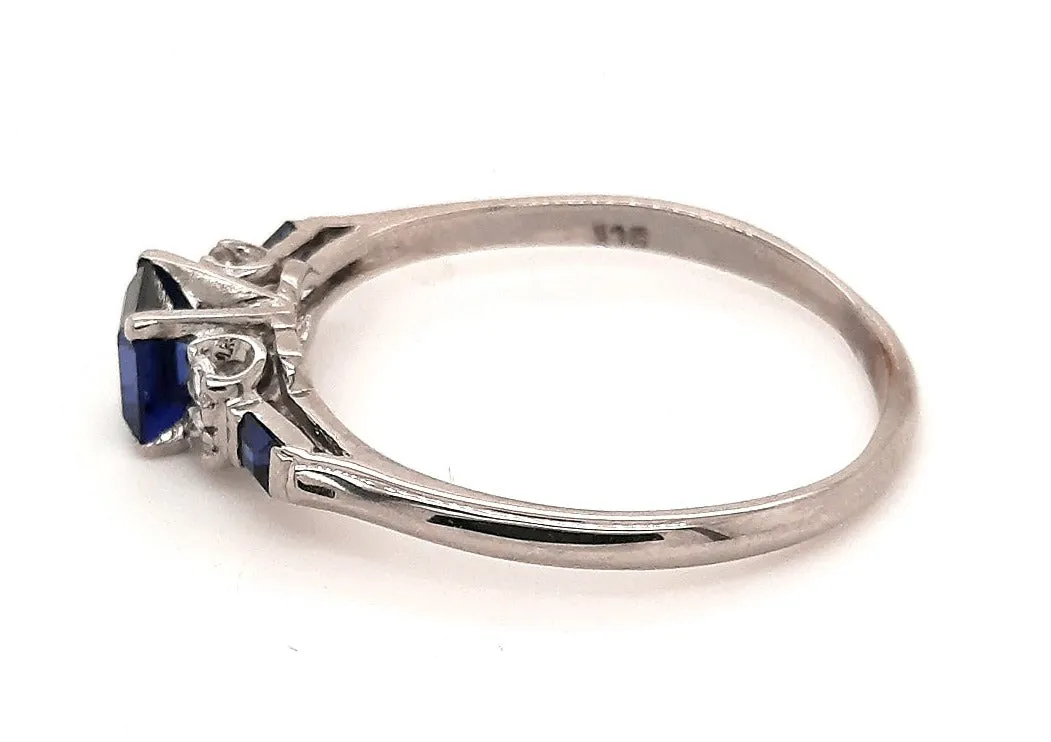 9ct White Gold Synthetic Sapphire & Spinel Ring