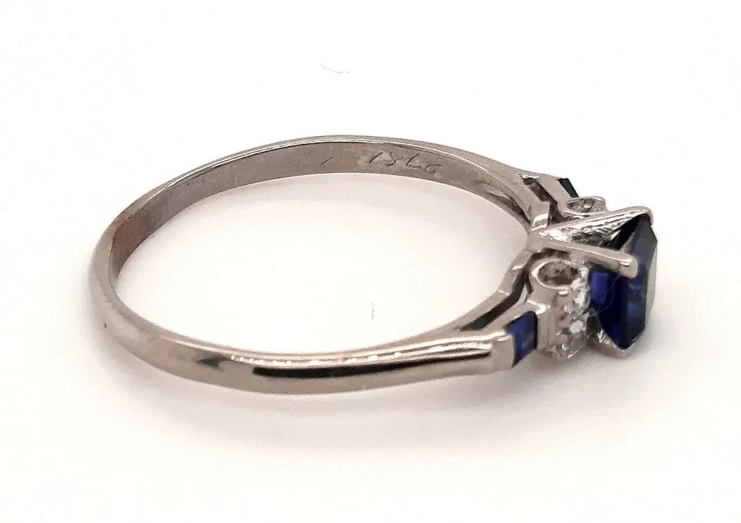 9ct White Gold Synthetic Sapphire & Spinel Ring