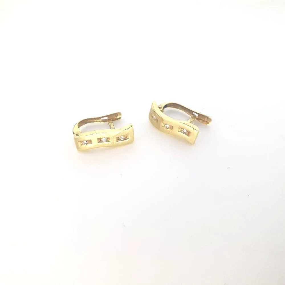 9ct Yellow Gold and Diamond Earrings