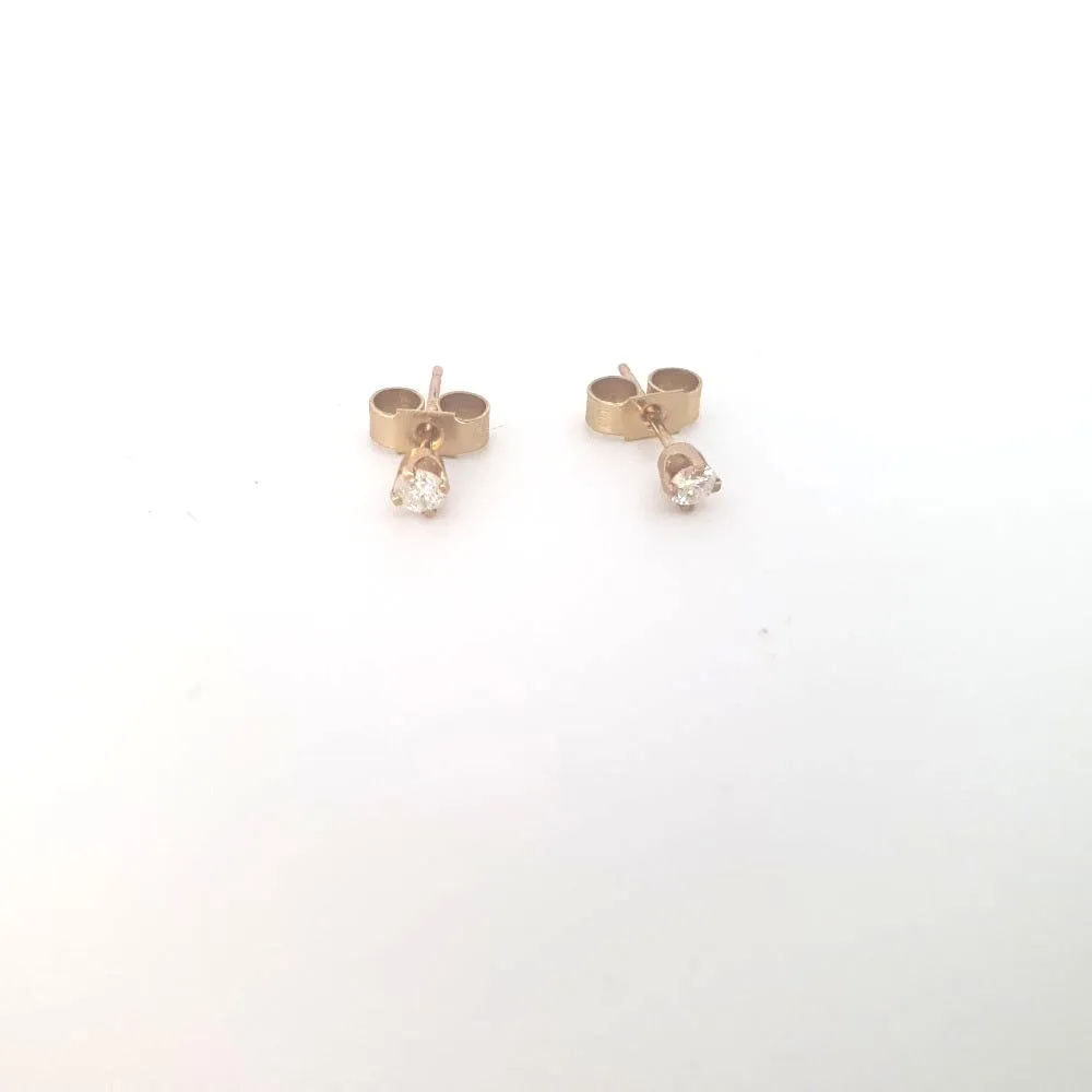 9ct Yellow Gold and Diamond Stud Earrings