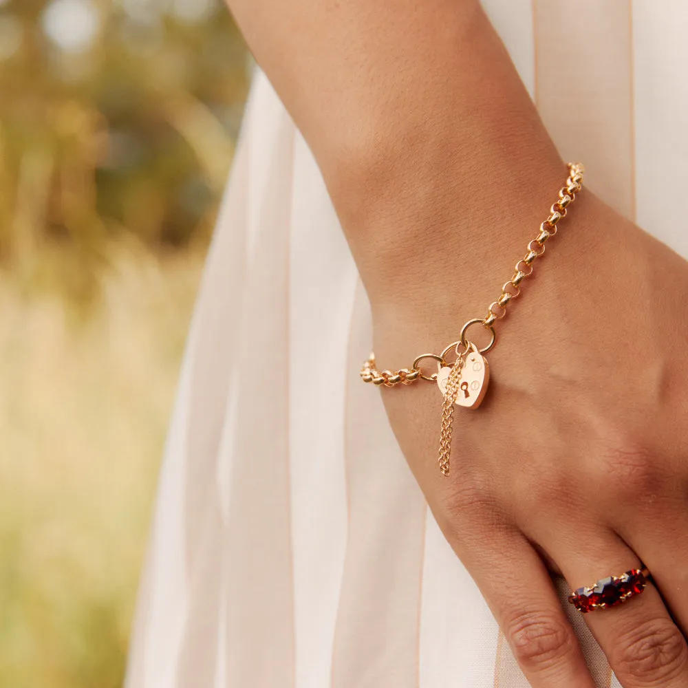 9ct Yellow Gold Flat Heart Bracelet